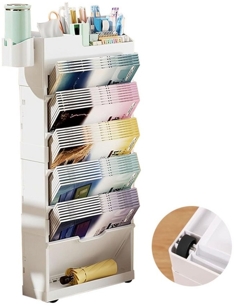 NUODWELL Bücherregal Beweglicher Bücherregalwagen mit Rädern,Tragbar Mehrzweck Bücherwagen Bild 1