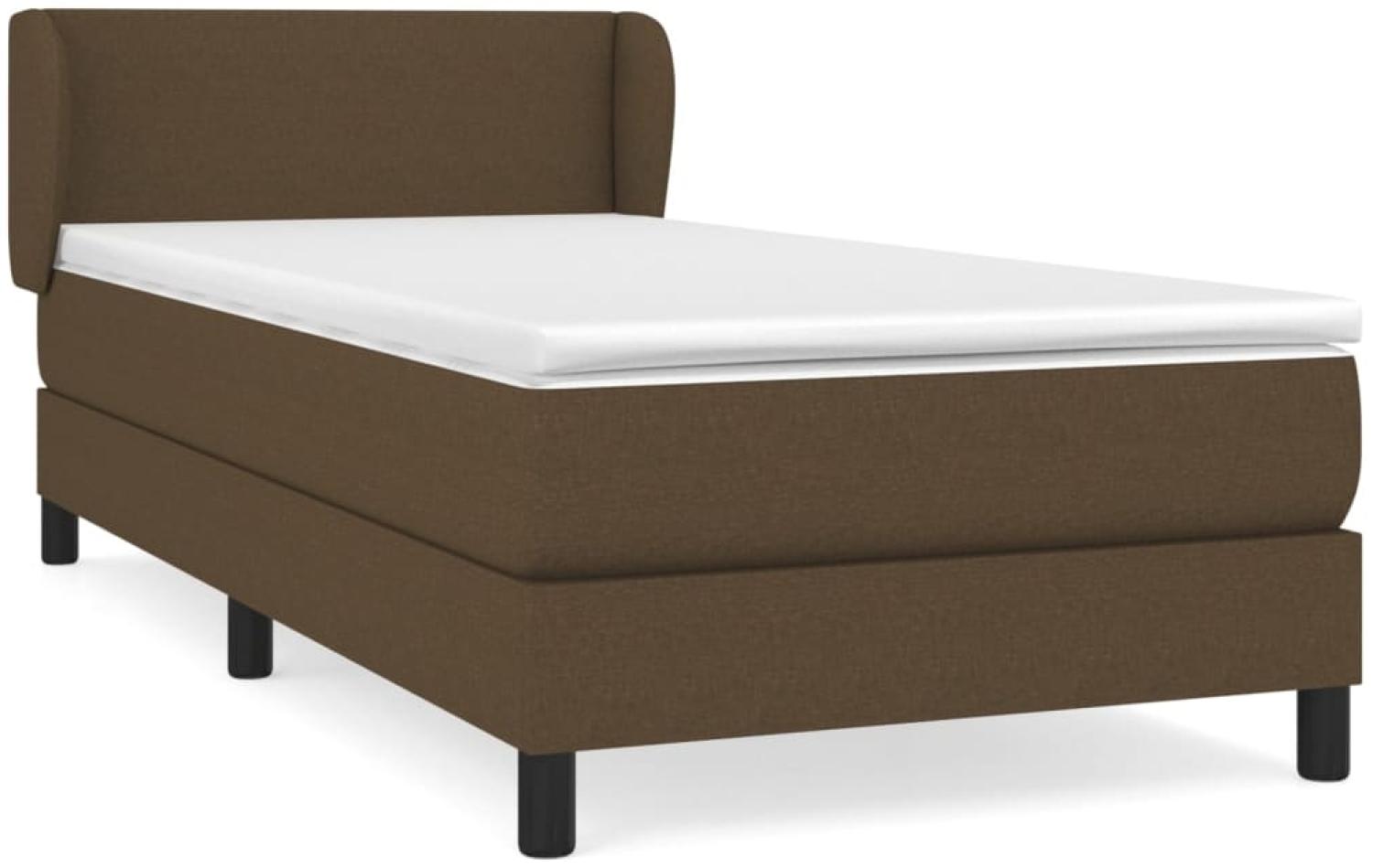 vidaXL Polsterbett mit Matratze Dunkelbraun 100x200 cm Stoff Bild 1