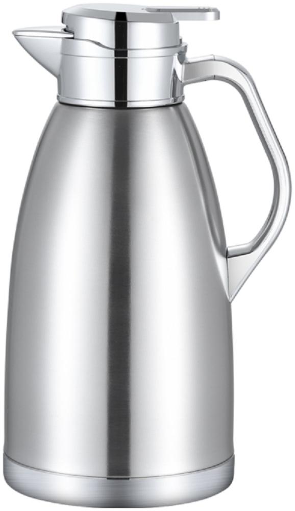 Thermoskanne 2,3L Isolierkanne Teekanne Thermosflasche Kaffeekanne Silber Bild 1