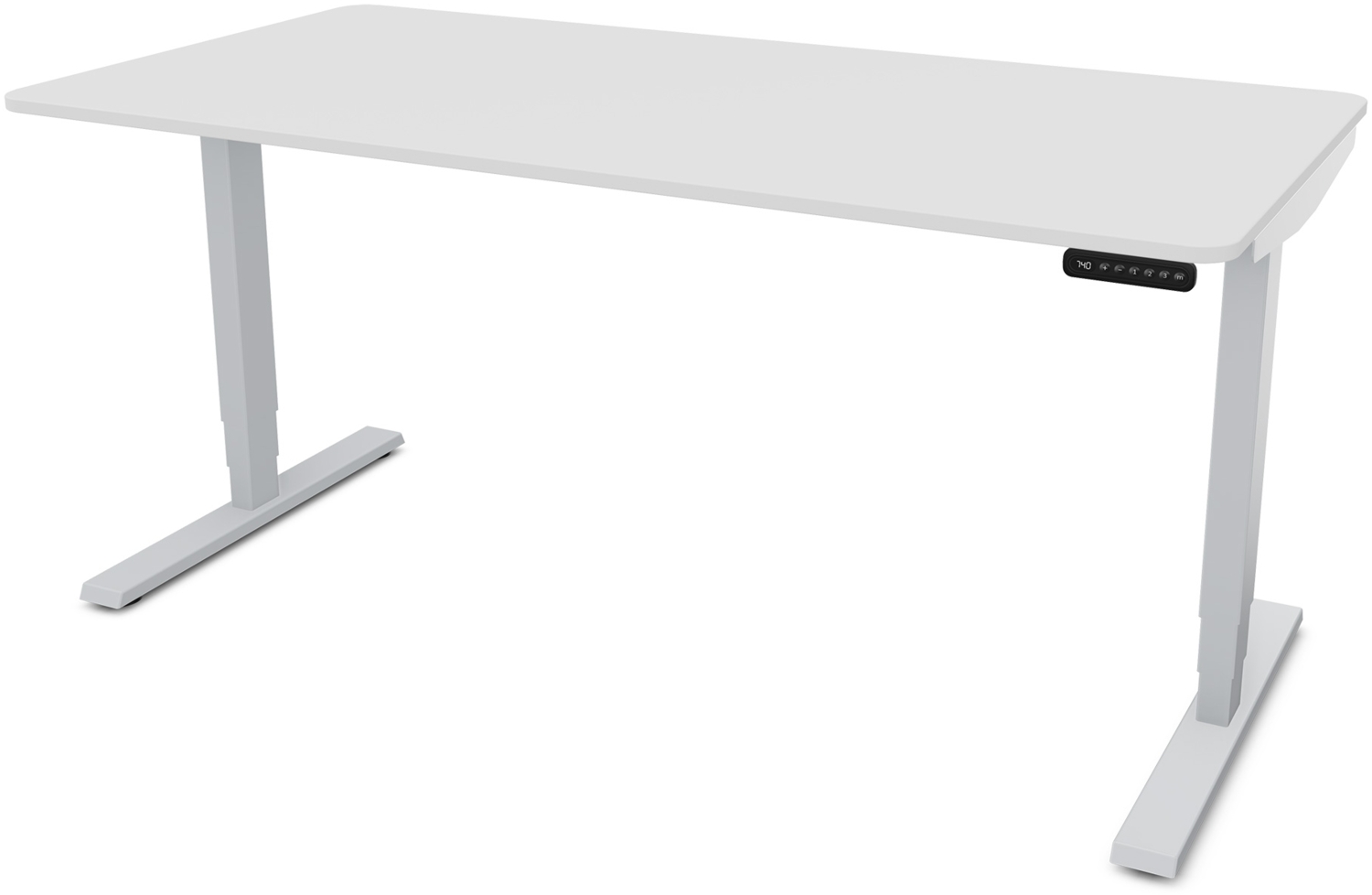ASSMANN Elektrisch höhenverstellbarer Schreibtisch Y-Line Curved 160x80cm Signalweiß Weißaluminium Metall Holz Bild 1