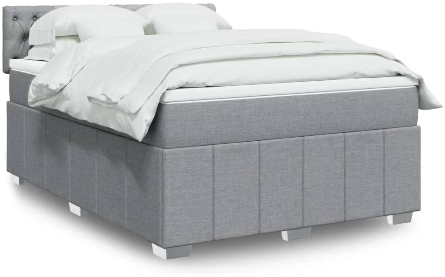 vidaXL Boxspringbett mit Matratze Hellgrau 140x190 cm Stoff 3287070 Bild 1