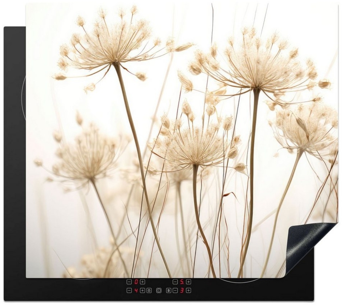 MuchoWow Herd-Abdeckplatte Blumen - Weiß - Sonnenlicht, Vinyl, (1 tlg), Küche Herdabdeckung Ceranfeld Induktionsfeld Vinyl, 60x60 cm Bild 1