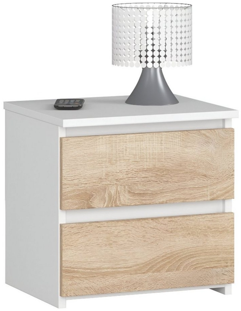 Home Collective Kommode 40 cm breit Holz Highboard Sideboard für Flur Schlafzimmer Wohnzimmer (Mehrzweckschrank Schrank schmal Kommode Schlafzimmer mit Schubladen), mit zwei Schublade 40 cm hoch viel Stauraum, weiß sonoma Bild 1