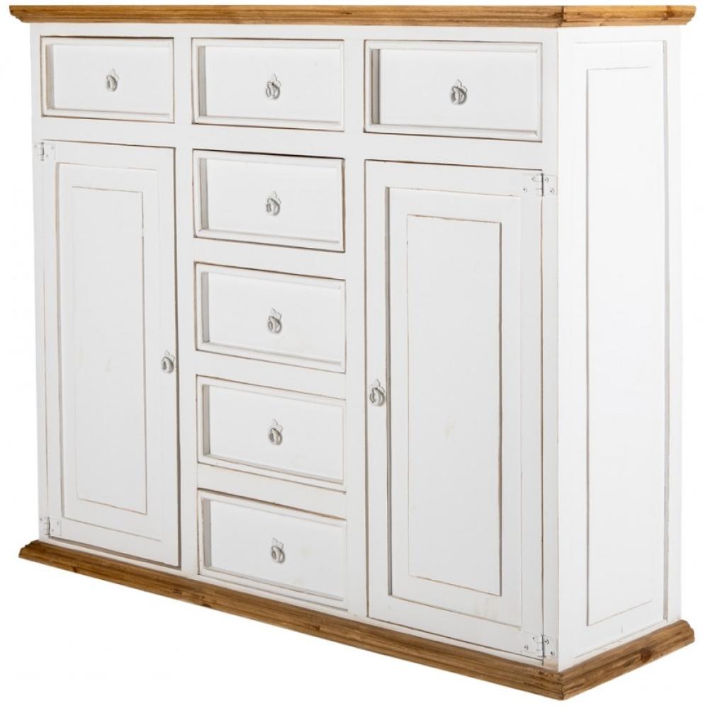 Weiße Landhausstil Kommode MEXICO - Highboard - Schubladenkommode - Massivholz Bild 1