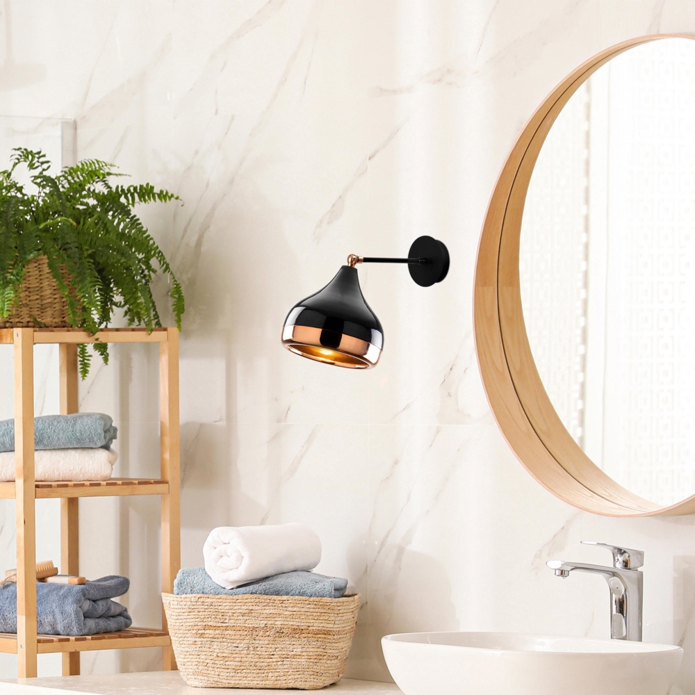 Vente-unique - Wandleuchte verstellbar - Metall - H. 28 cm - Schwarz & Kupferfarben - YILDO Bild 1