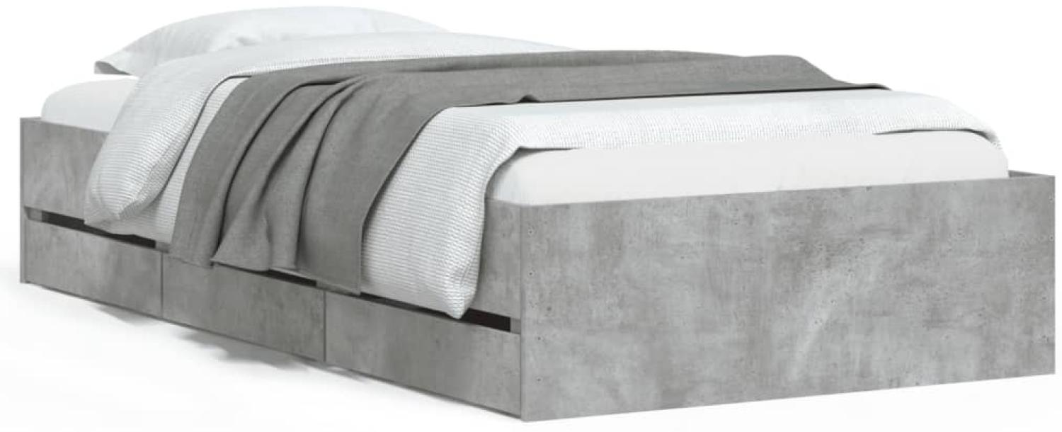 vidaXL Bettgestell mit Schubladen Betongrau 90x190 cm Holzwerkstoff 3207325 Bild 1