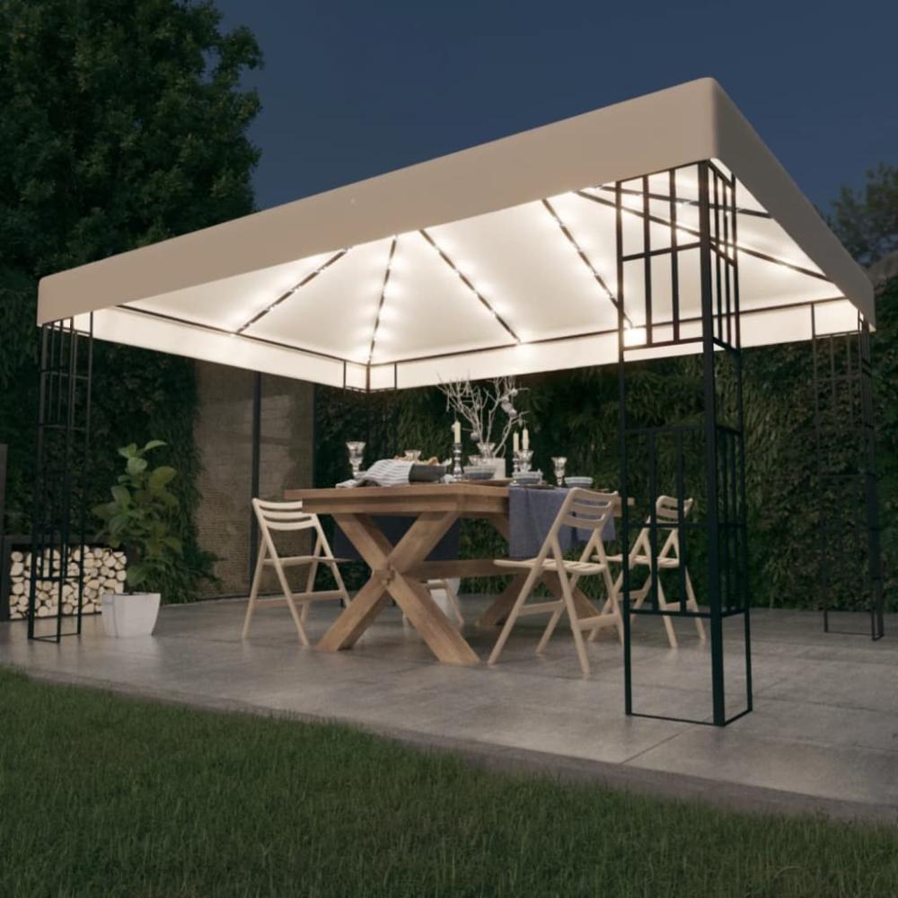 vidaXL Pavillon mit LED-Lichterkette 3x4 m Cremeweiß 3070321 Bild 1