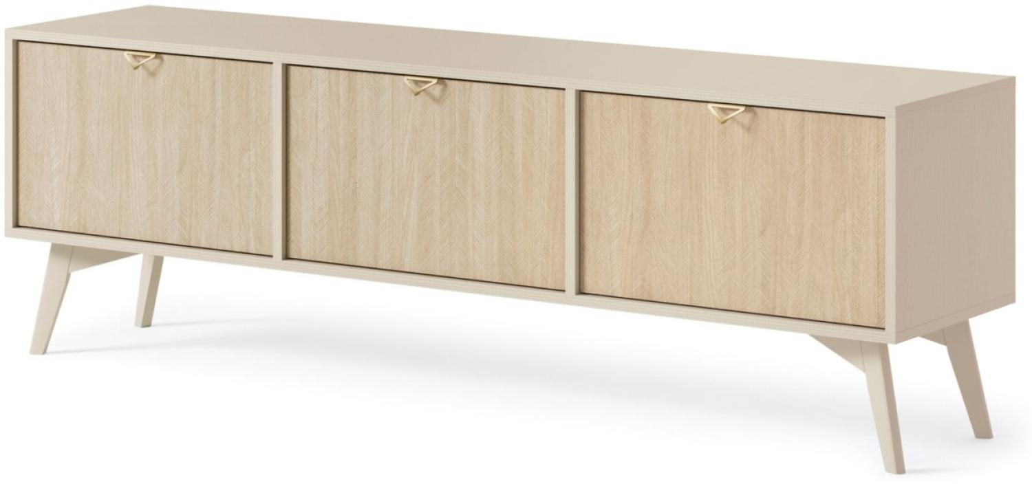 Lowboard TV-Unterschrank Forest 158x38x52cm beige Herringbone Skandi Bild 1