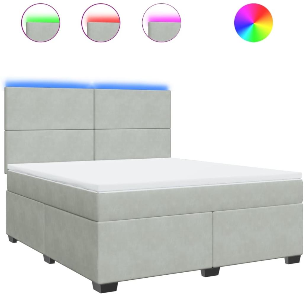 vidaXL Boxspringbett mit Matratze Hellgrau 180x200 cm Samt 3293272 Bild 1