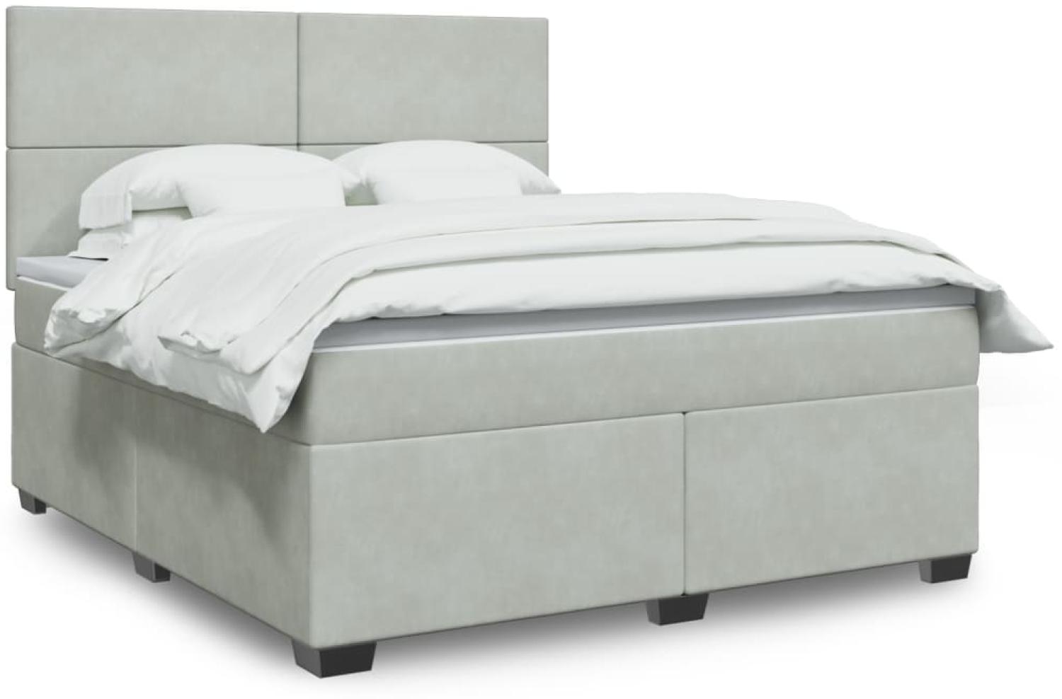 vidaXL Boxspringbett mit Matratze Hellgrau 180x200 cm Samt 3293272 Bild 1