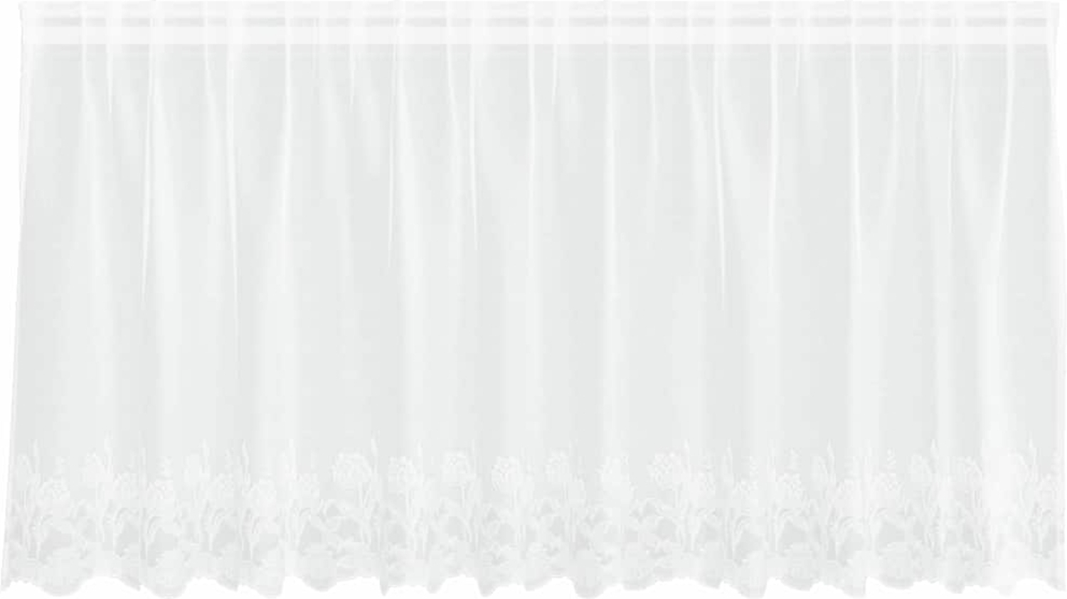 vidaXL Spitzenvorhang mit Vorhängen Floral Weiß 100 x 300 cm Polyester 4107775 Bild 1