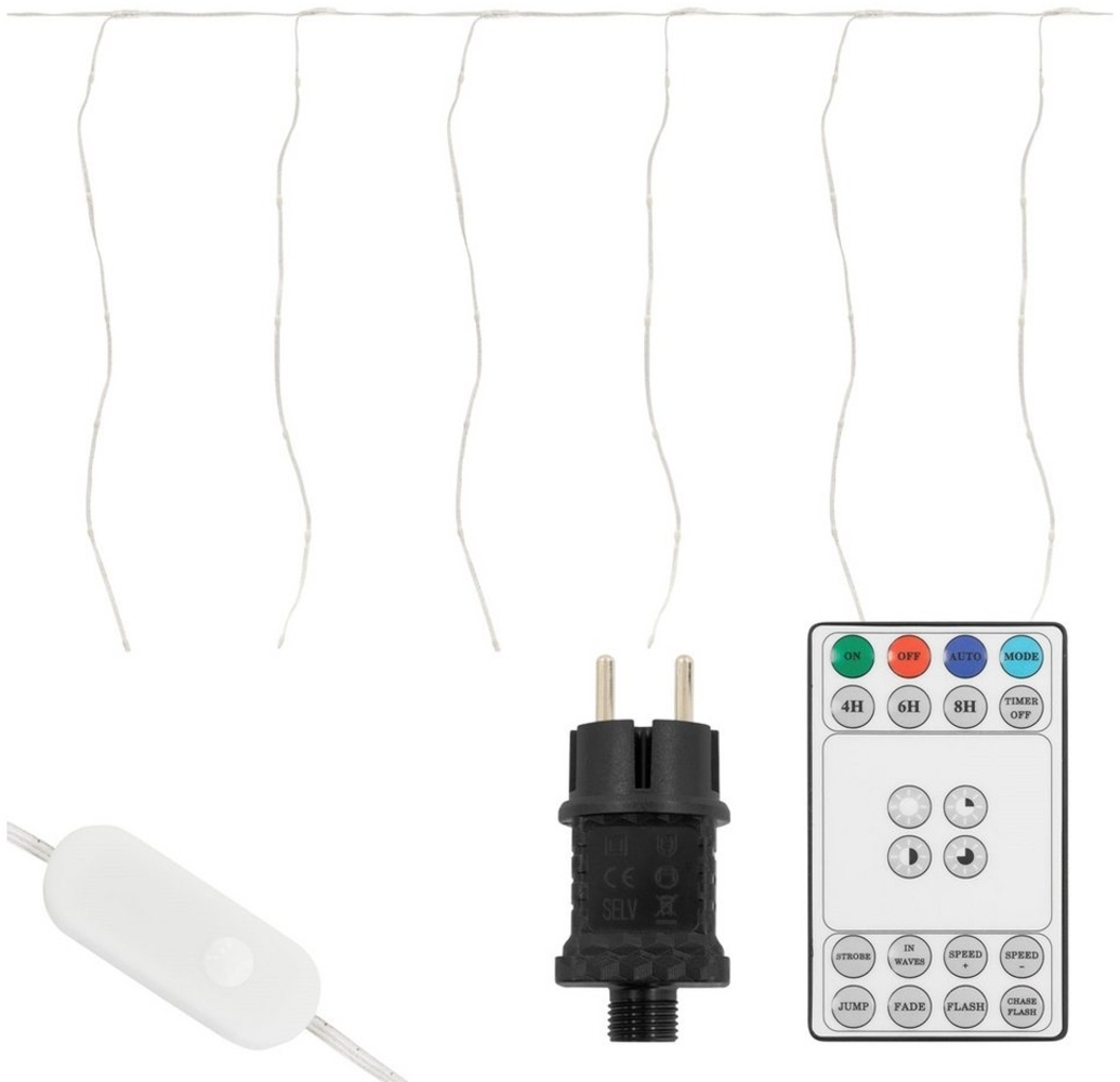 ECD Germany LED-Lichtervorhang Weihnachtsbeleuchtung Weihnachtslichterkette Christbaumbeleuchtung, Lichtervorhang 120 LEDs 3m für Innen & Außen IP44 Warmweiß Bild 1