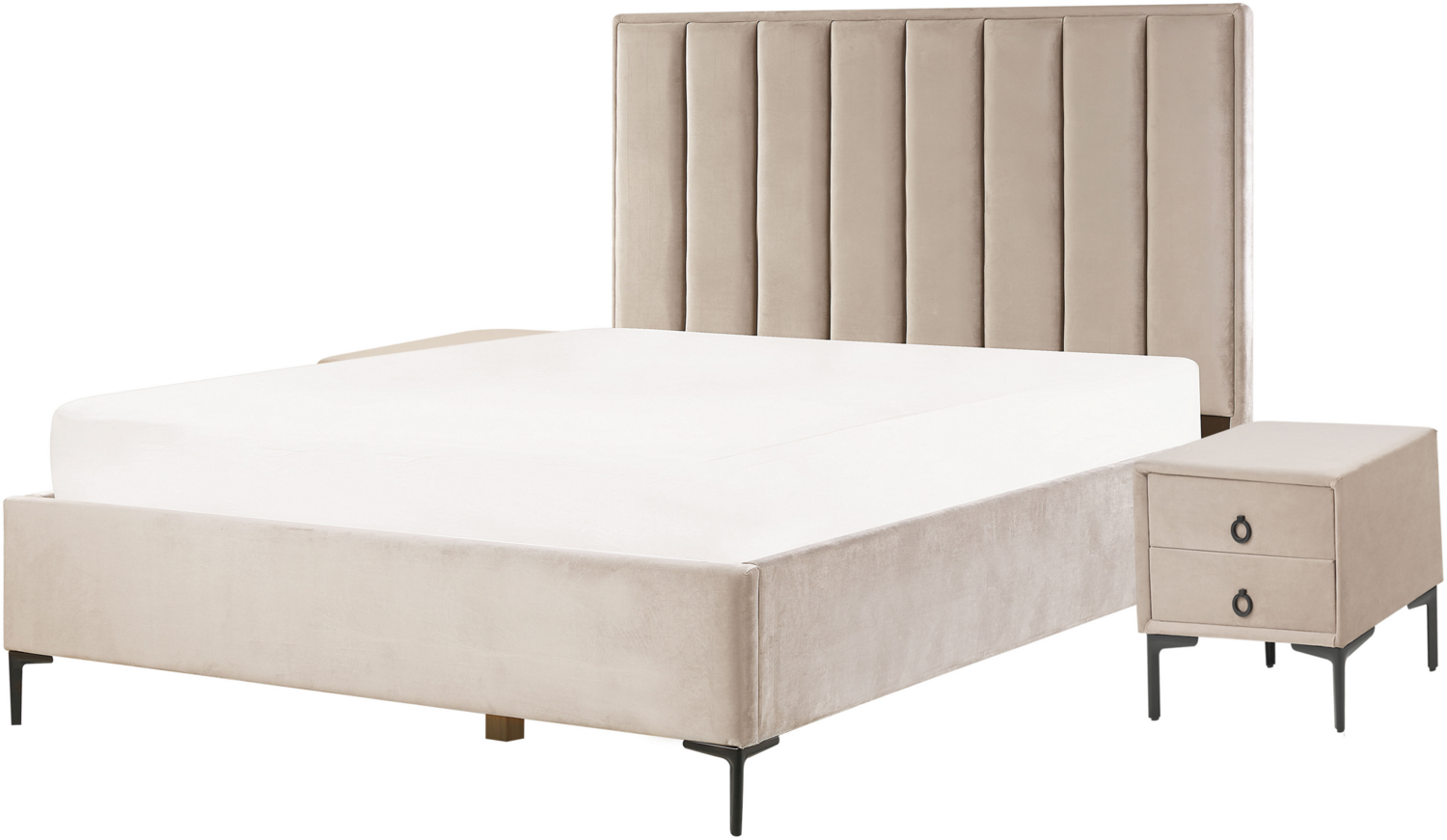 Schlafzimmer Set SEZANNE 160 x 200 cm Samtstoff Taupe Bild 1