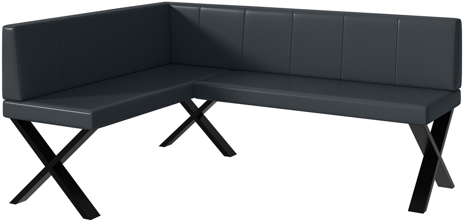 MEBLINI Eckbank für Esszimmer - Küchenbank - Essecke - Sitzecke Küche - PETER - X-Beine 128x168x87cm Links - Dunkelgrau Kunstleder Bild 1