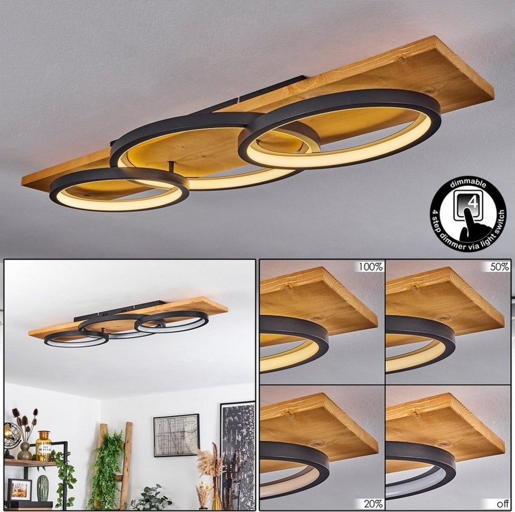 hofstein Deckenleuchte »Palermo« Deckenlampe aus Metall/Holz/Kunststoff in Natur/Schwarz, 3000 Kelvin, 97cm, dimmbar über Lichtschalter, 4700 Lumen, 1xLED 40 Watt Bild 1
