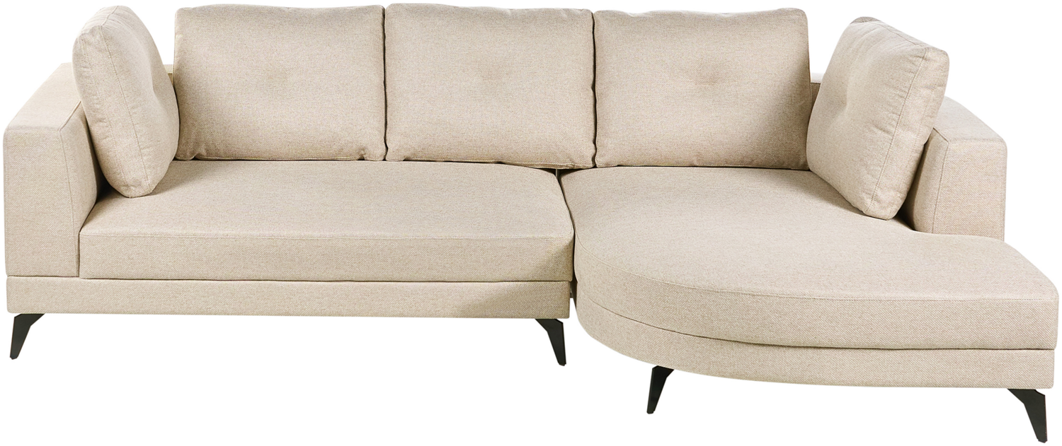 Ecksofa 3-Sitzer MARUM Kunstleinen Hellbeige linksseitig Bild 1