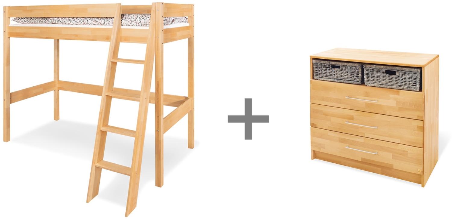 Pinolino Kinderzimmer Set Jugendzimmer 'Natura' breit mit Hochbett, 2-tlg. Bild 1