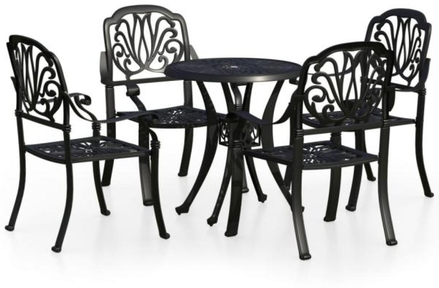 vidaXL 5-tlg. Bistro-Set Aluminiumguss Schwarz 3070599 Bild 1