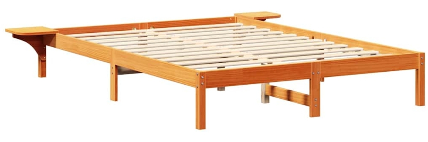 vidaXL Bettrahmen Wachsbraun 160 x 200 cm Massives Kiefernholz 873183 Bild 1