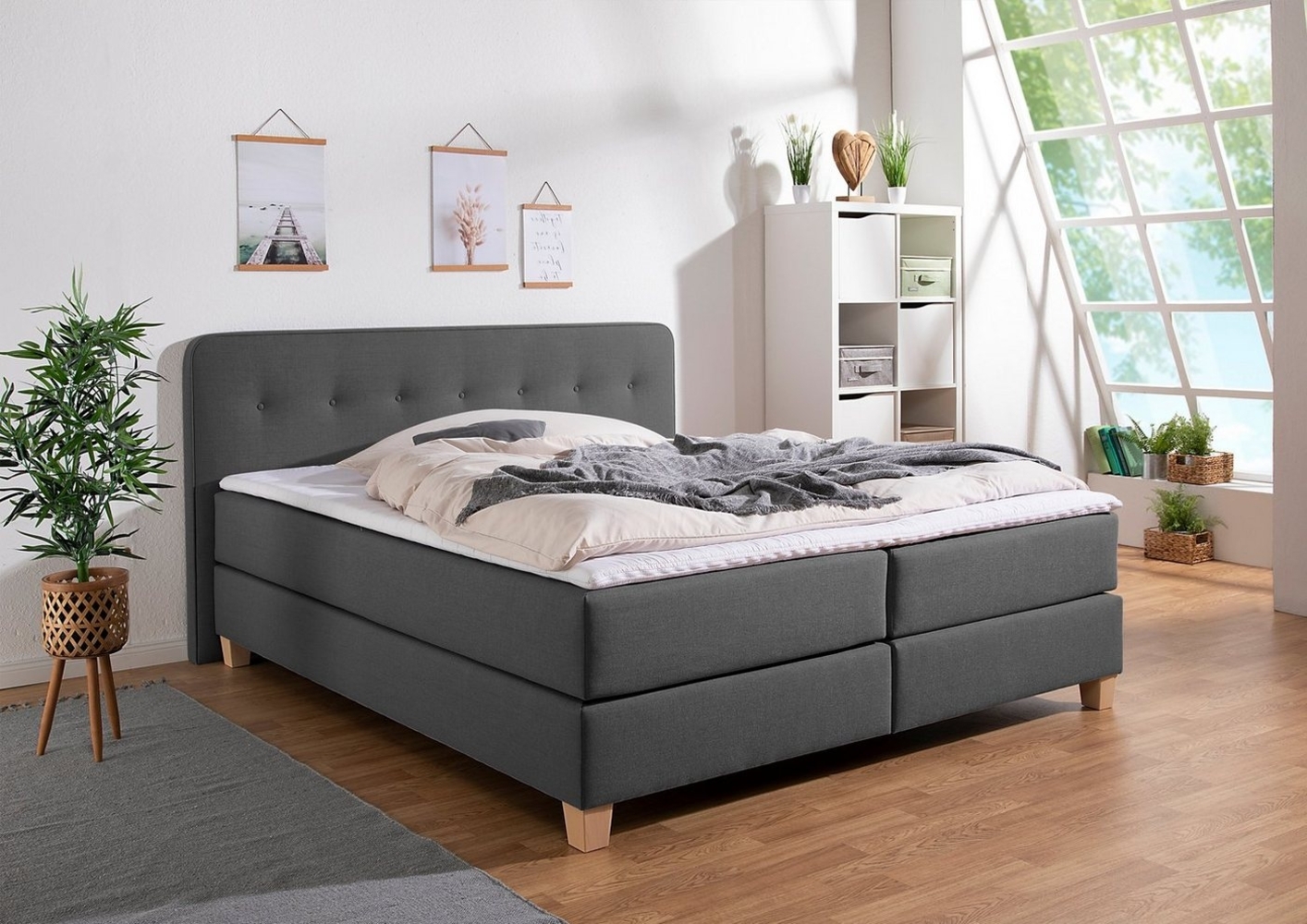 Home affaire Boxspringbett Fargo, in Überlänge 220 cm, mit Topper, 3 Ausführungen, 4, Breiten Bild 1