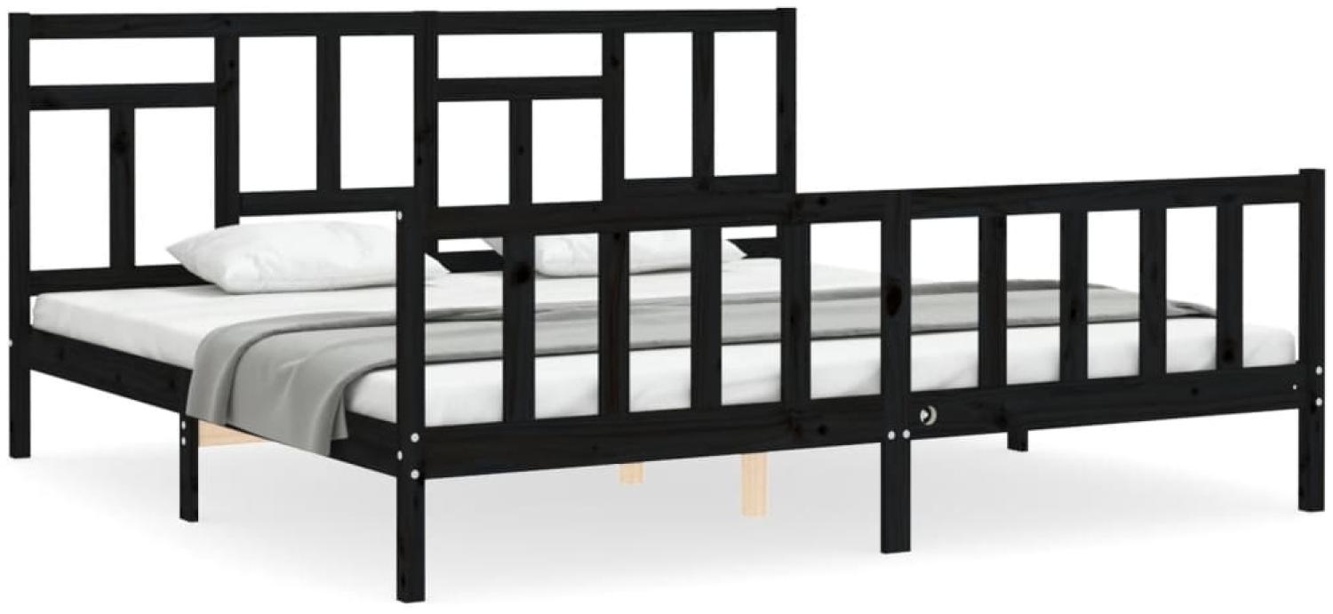 vidaXL Massivholzbett mit Kopfteil Schwarz 200x200 cm 3193165 Bild 1
