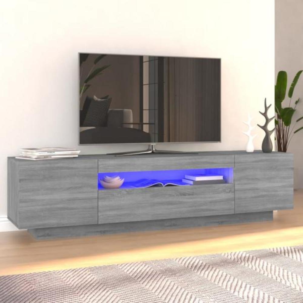 vidaXL TV-Schrank mit LED-Leuchten Grau Sonoma 160x35x40 cm 815727 Bild 1