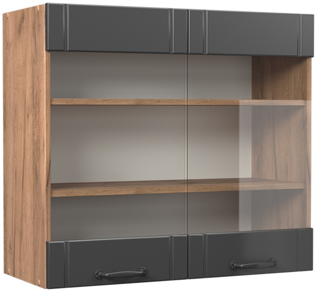 Küchenglasschrank Fame-Line Dunkelgrau 80 cm Vicco Bild 1
