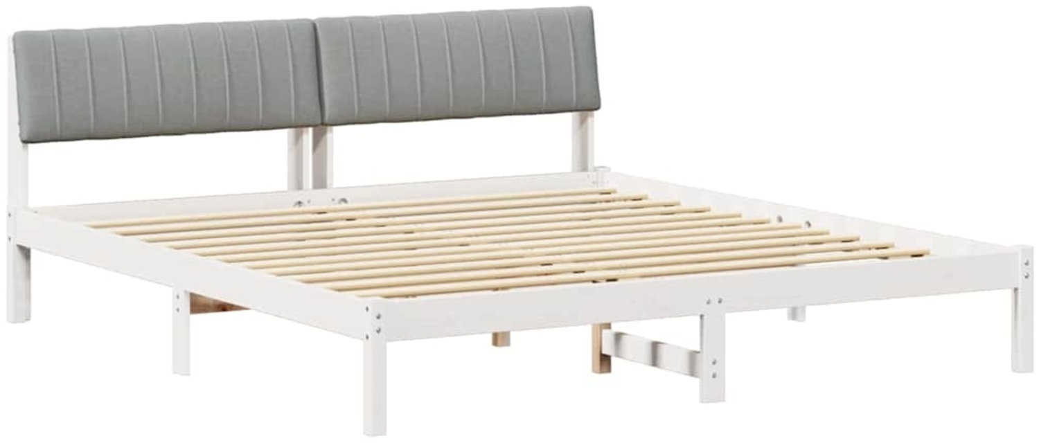 vidaXL Bettgestell Weiß und Hellgrau 180 x 200 cm Massivholz Kiefer 3394357 Bild 1
