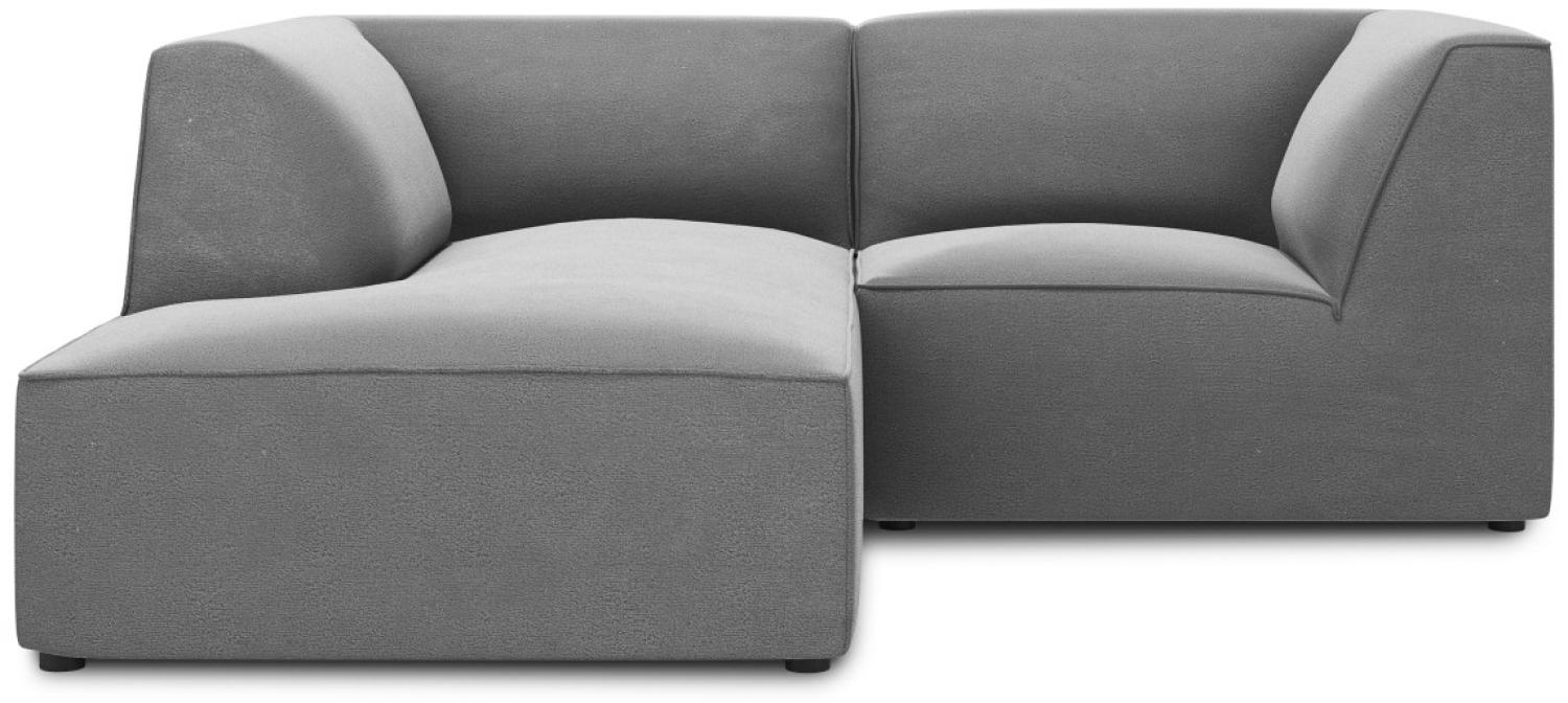 Micadoni 3-Sitzer Samtstoff Modular Ecke links Sofa Ruby | Bezug Grey | Beinfarbe Black Plastic Bild 1