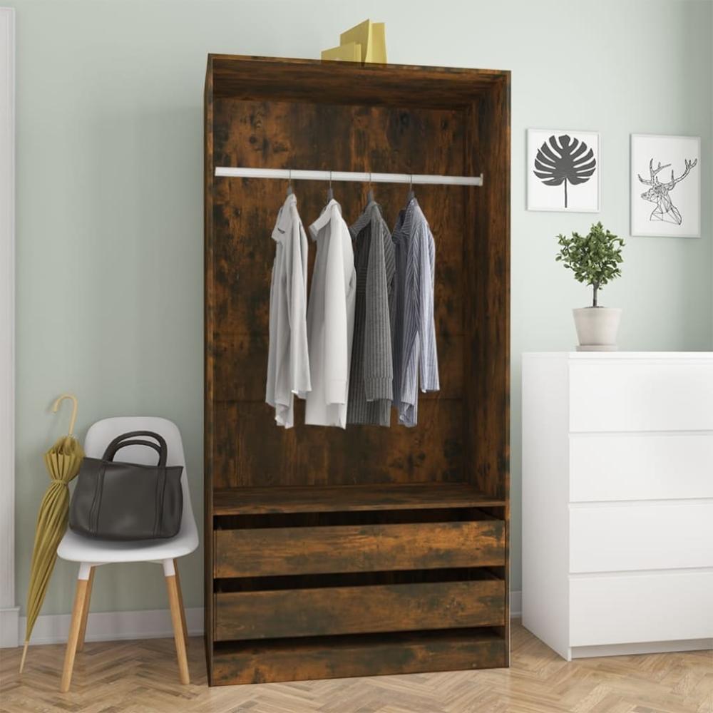 Kleiderschrank, Holzwerkstoff, Räuchereiche, 100 x 50 x 200 cm Bild 1