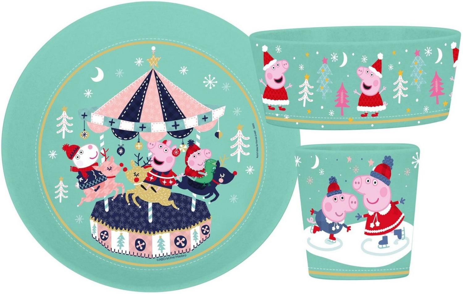 Koziol Frühstücksset Connect Peppa Pig Winter Wonderland 3-tlg, Kindergeschirr, Kunststoff, Organic Sage Blue, 8057719 Bild 1