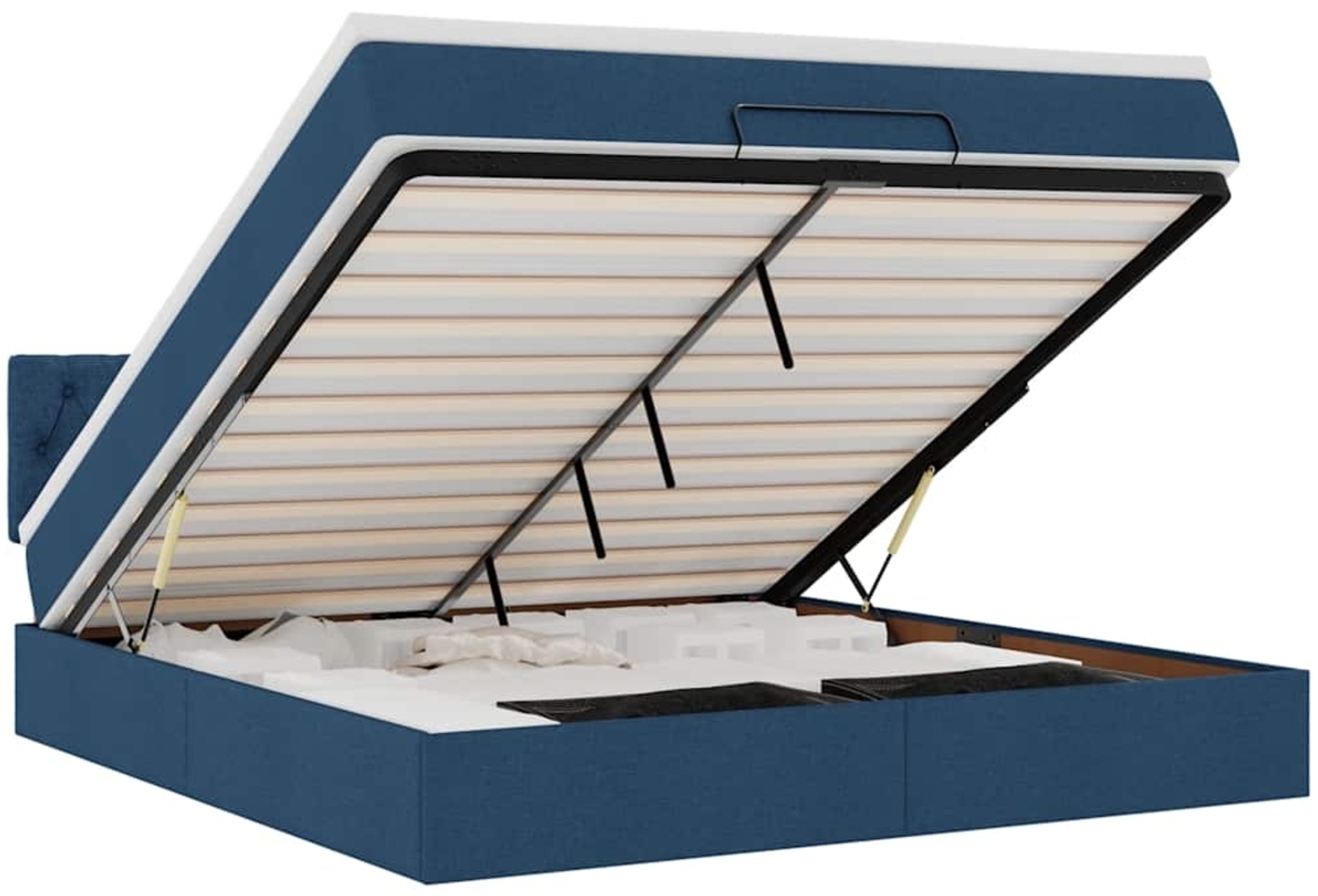 vidaXL Ottoman-Bett mit Matratze & LEDs Blau 160x200 cm Stoff 3312408 Bild 1