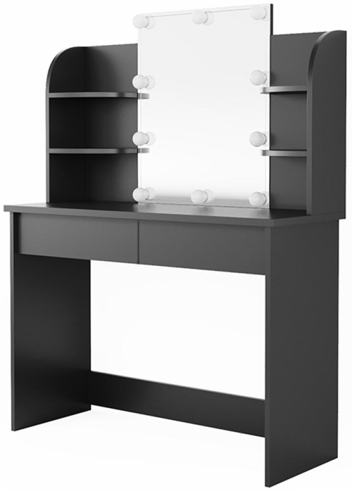 Vicco 'Charlotte' Schminktisch mit LED-Lichterkette, Holzspanplatte schwarz, 108 x 40 x 142 cm Bild 1