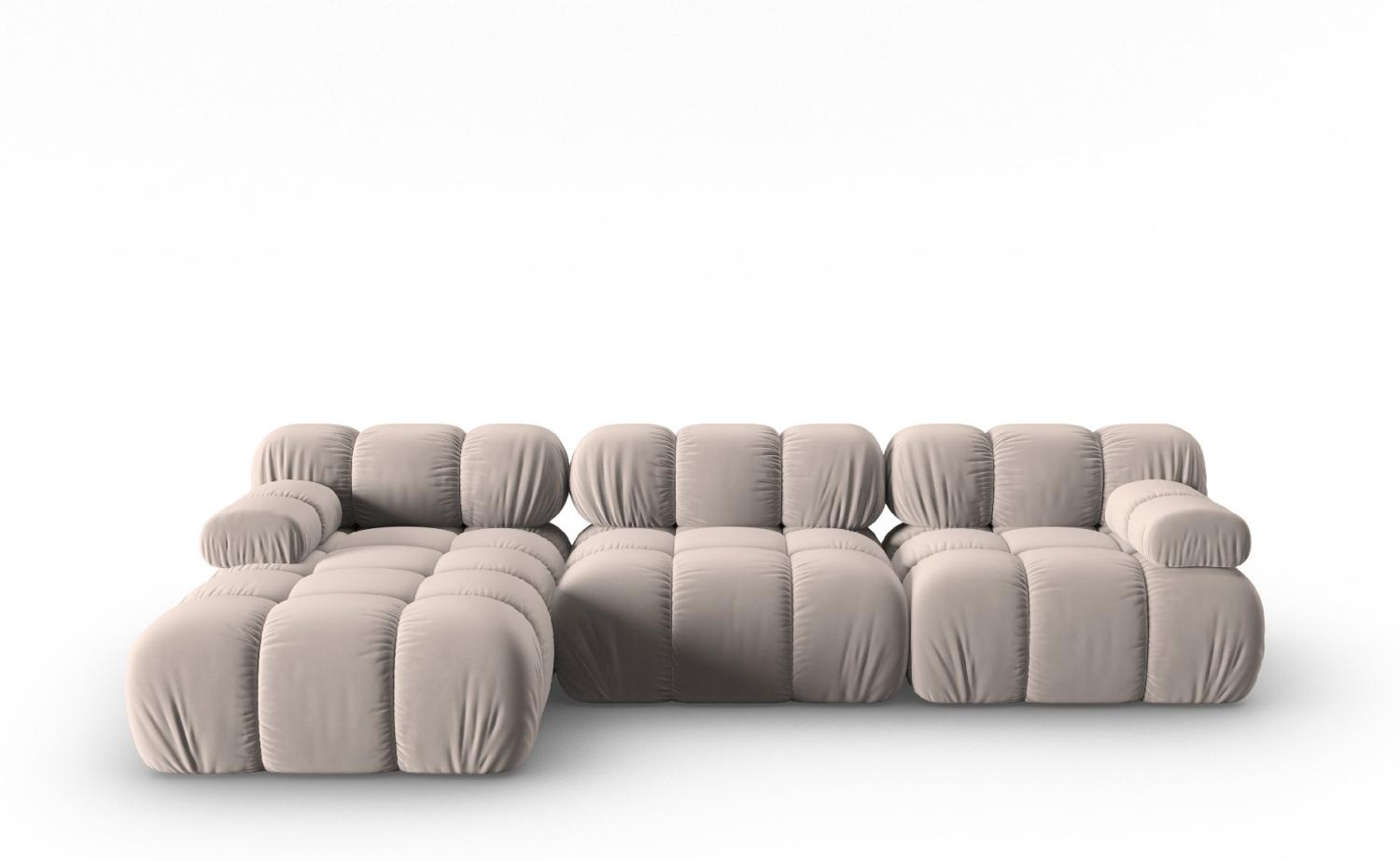 Micadoni Modulares Ecksofa Bellis 4-Sitzer Links Samtstoff Beige Bild 1