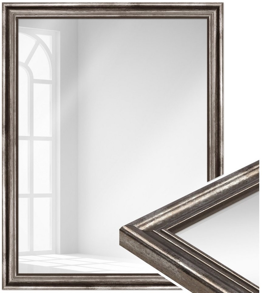 WANDStyle Wandspiegel H400, Silber, aus Massivholz im Stil Antik Bild 1