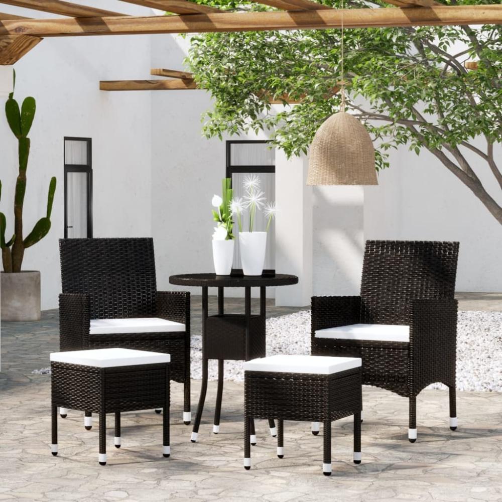 vidaXL 5-tlg. Garten-Lounge-Set Poly Rattan Schwarz 3058468 Bild 1