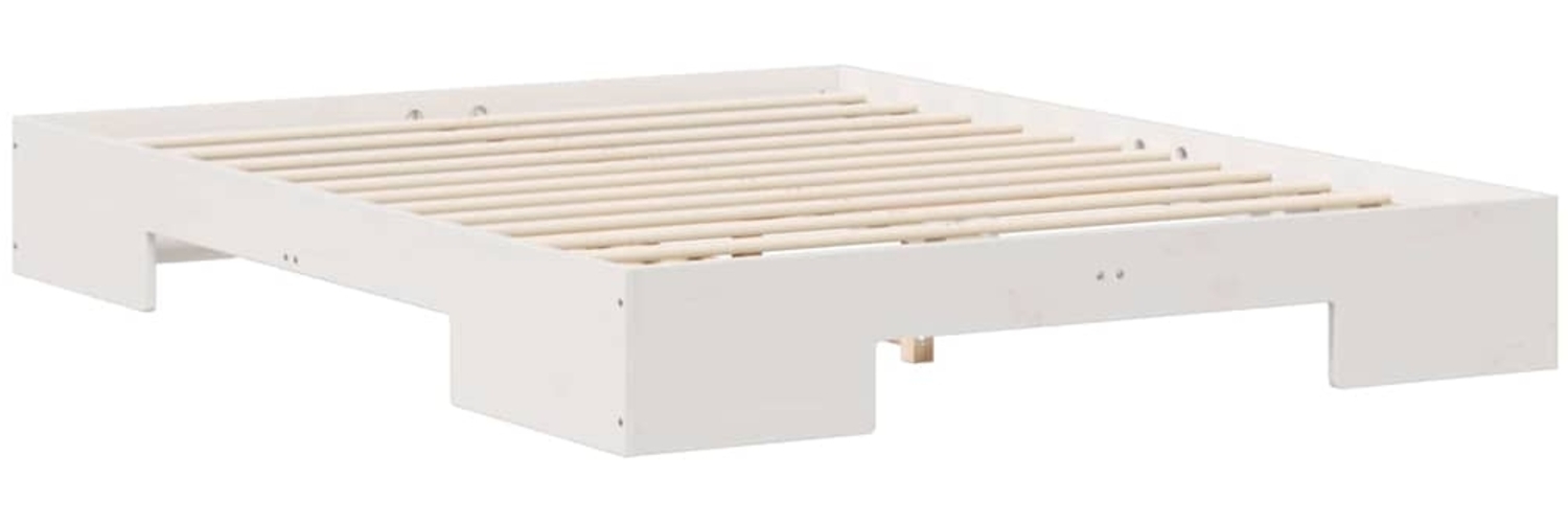 vidaXL Bodenbettgestell Weiß 140 x 200 cm Massivholz Kiefer 873029 Bild 1