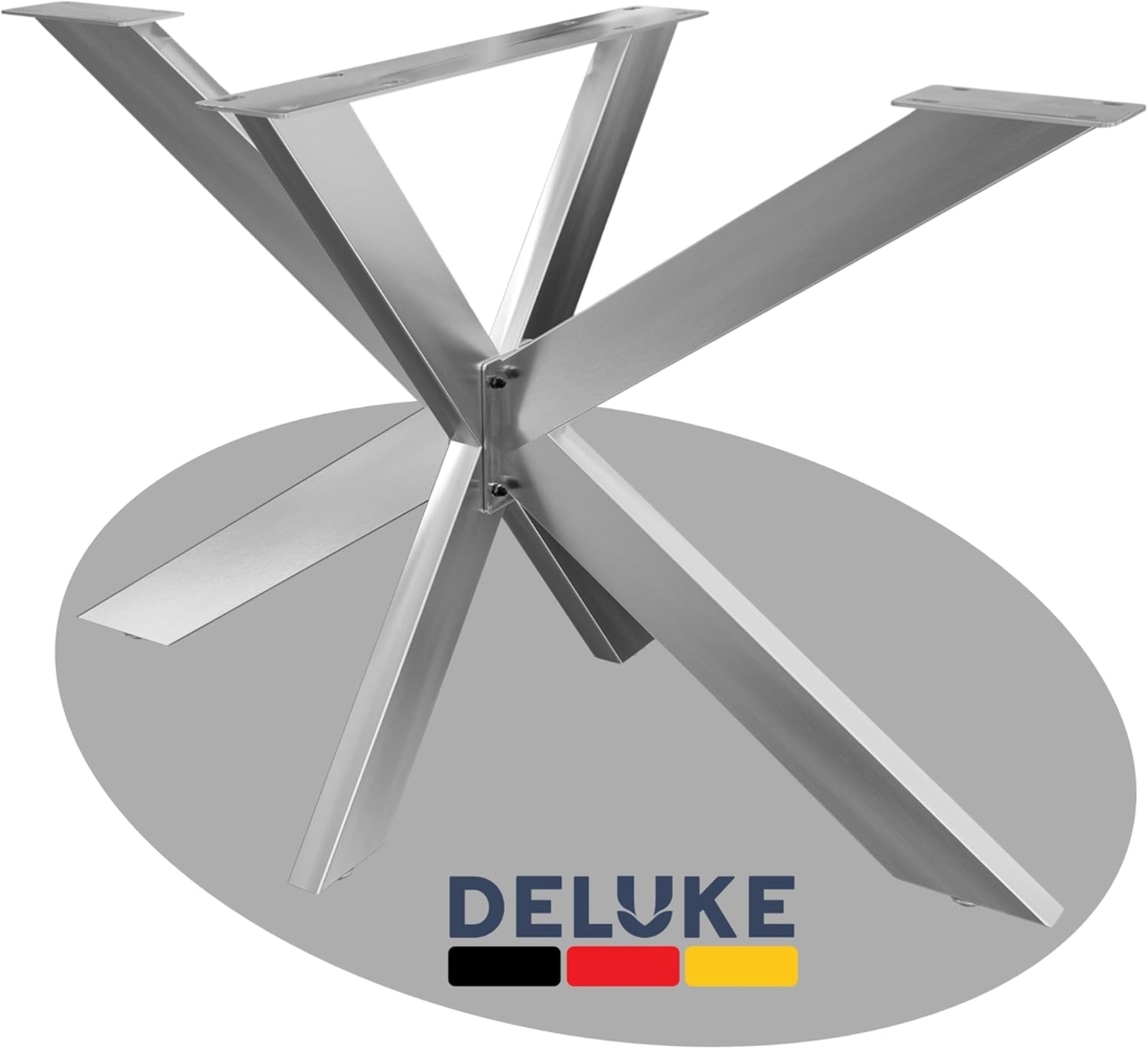 DELUKE® Tischgestell Metall KRYT Edelstahl inkl. Schrauben + Bodenschoner Tischbein Tischkufe Tischgestell für Holztisch Esstisch Schreibtisch Sitzbank 71 x 120 x 68 cm Bild 1