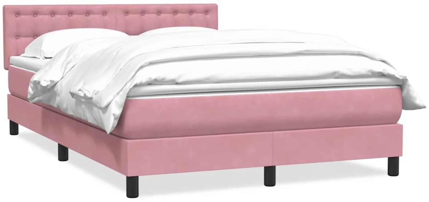 vidaXL Boxspringbett mit Matratze Rosa 140x220 cm Samt 3316646 Bild 1