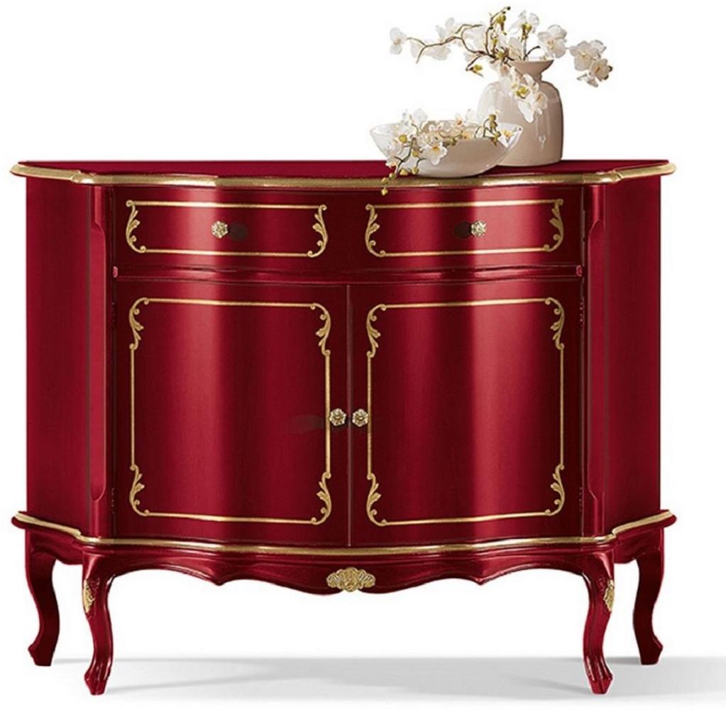 Casa Padrino Luxus Barock Sideboard Bordeauxrot / Gold - Prunkvoller Massivholz Schrank mit 2 Türen und Schublade - Barock Wohnzimmer & Hotel Möbel - Luxus Qualität - Made in Italy Bild 1