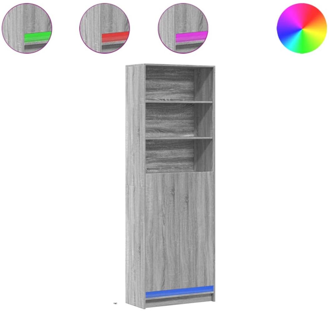vidaXL Highboard mit LED-Beleuchtung Grau Sonoma 69x32,5x200 cm 3307910 Bild 1