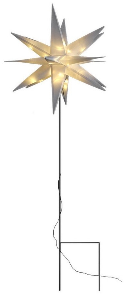 Mojawo Lichtervorhang 3D LED Stern mit Erdspieß Weihnachtsstern IP44 Weiß DIA 57cm H115cm Bild 1
