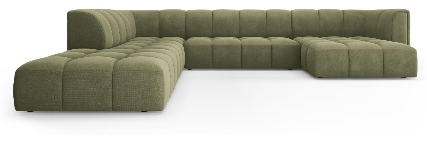 Micadoni Modulares Panorama Ecksofa Serena 7-Sitzer Strukturierter Stoff, Hellgrün Bild 1