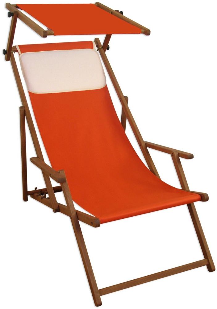 Gartenstuhl terracotta Sonnenliege Strandstuhl Sonnendach Kissen Deckchair Buche 10-309 S KH Bild 1