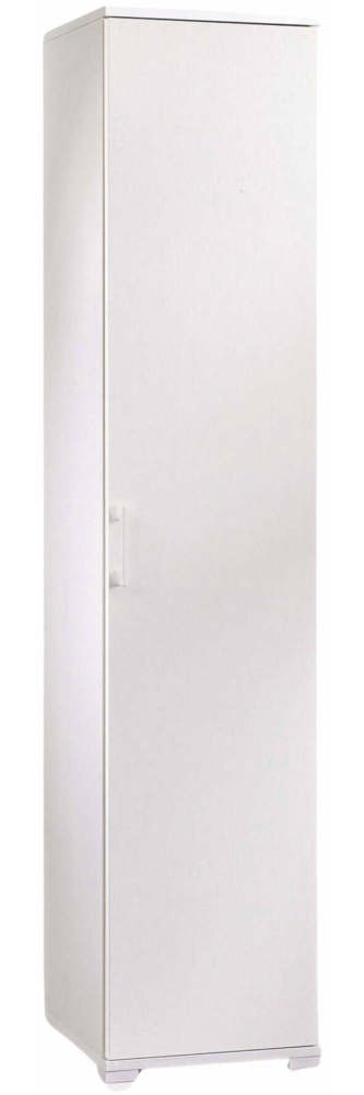 Dmora Mehrzweckschrank 1 Tür Aloise, linearer Schrank mit 1 Flügeltür und 4 verstellbaren Einlegeböden, Säulenschrank für Badezimmer, 100 % Made in Italy, 45 x 45 x 195 cm, Weiß, Bild 1