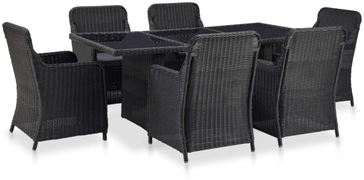 vidaXL 7-tlg. Garten-Essgruppe Poly Rattan Schwarz 3057808 Bild 1