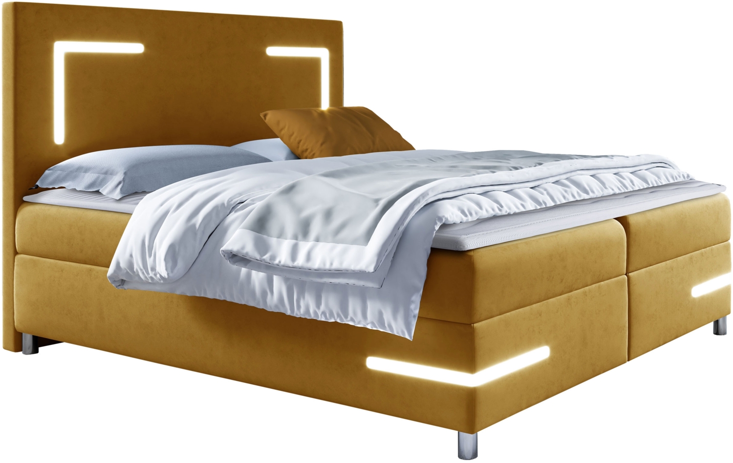 Boxspringbett Leleni LED, Gelb, 120 x 200 cm Bild 1