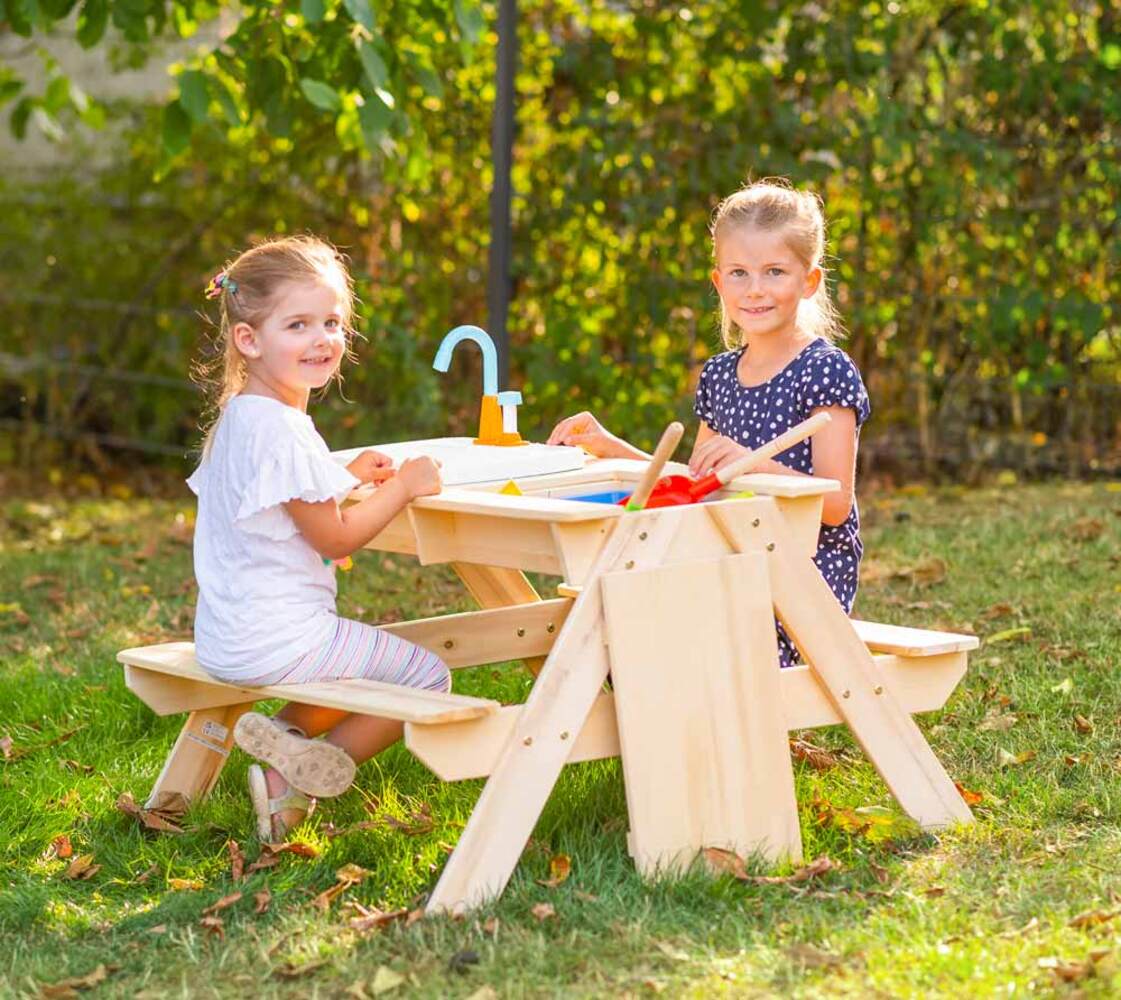 TP Toys Holz Spieltisch & Matschtisch Nashorn | inkl. Waschbecken | Natur | 89x94x71 cm Bild 1