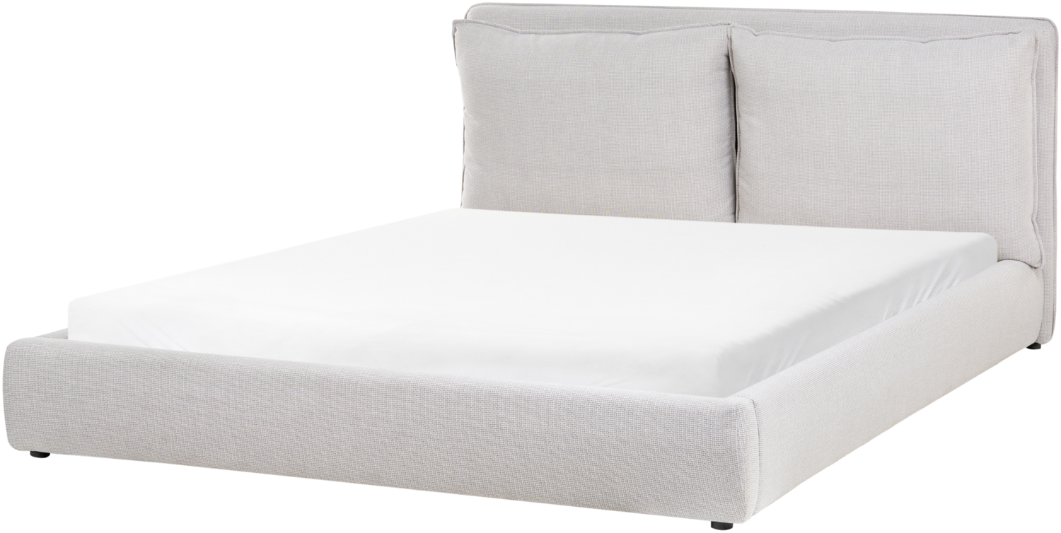 Bett mit Lattenrost Stoff BAJONNA 180x200 cm Hellgrau Bild 1