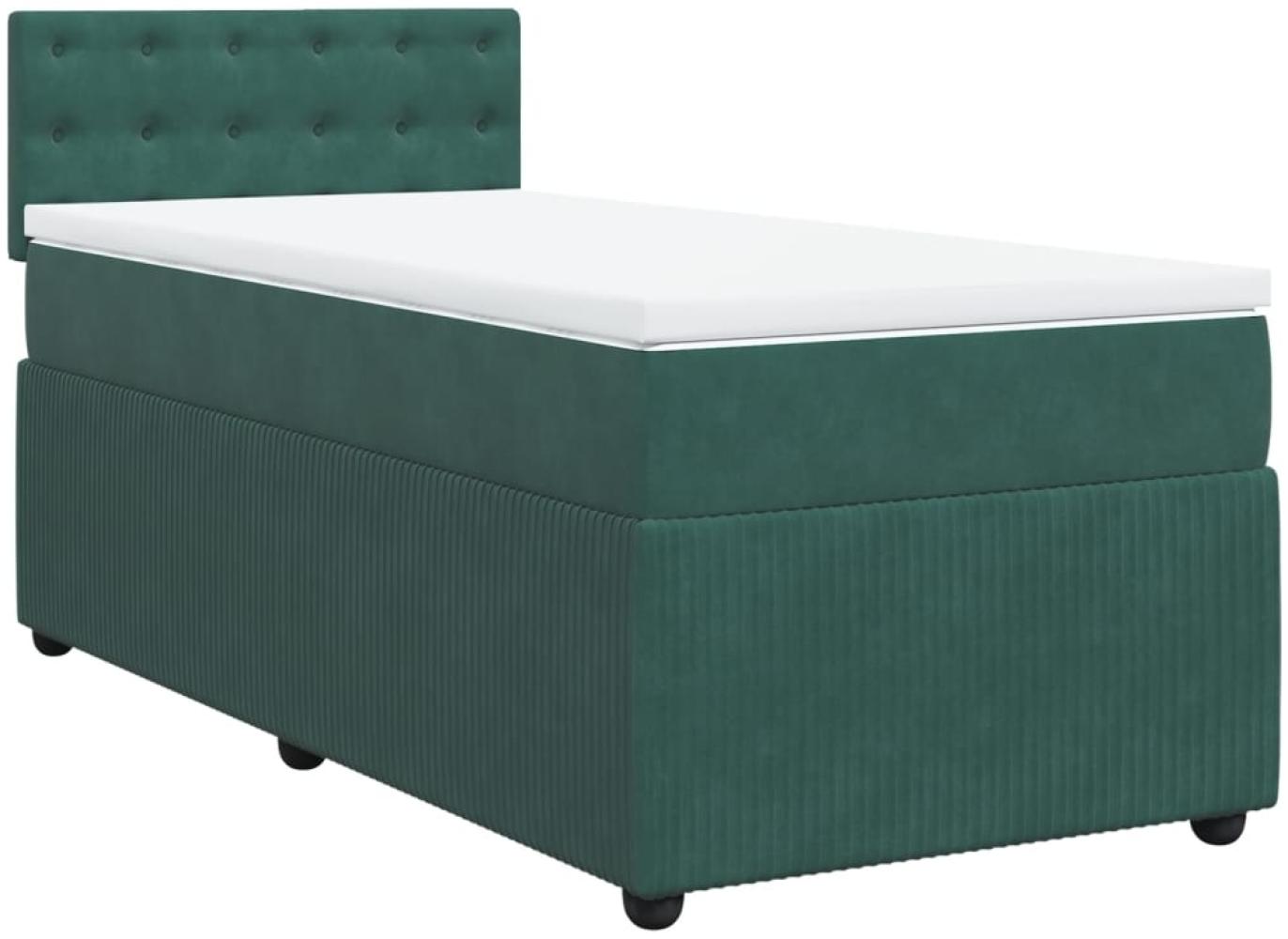 vidaXL Boxspringbett mit Matratze Dunkelgrün 90x200 cm Samt 3287641 Bild 1